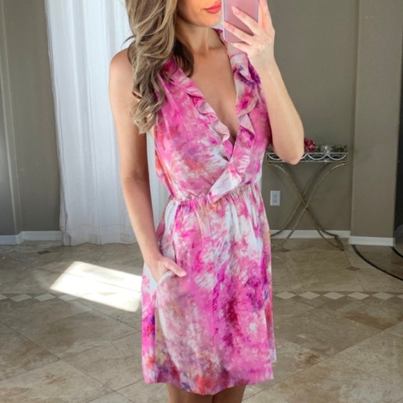 Rachel Roy Pink Ruffle Surplice Fit & Flare Dress - Picture 2 of 4